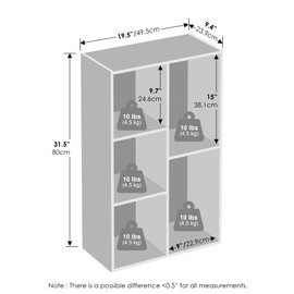 Furinno Reed 5-Cube Open Shelf Clothing & Closet Storage Organization, White
