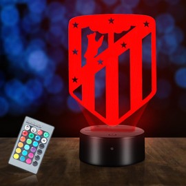 HooJtny Atletico de Madrid 3D Football Lamp Gifts, Atletico Madrid Lamp Football, 16 Colours Lighting and Remote Control, Gifts for Children Footballers