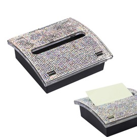 JANKOW 1 Pcs Rhinestone Self Stick Note Pad Holders, Pop Up Sticky Note Dispenser Rhinestone, 3 x 3 inches, for Office Home Classroom Desk Supplies (AB Rhinestone)