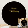 DORCEV Happy Birthday Round Backdrop Cover 6.5x6.5ft Polyester Black Birthday