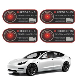 TAHJOS Pack of 4 Warning Dash Cam Recording Window Stickers, Vehicle Camera Security Dash Cam Signs, Camera Recording Window Sticker, Video Surveillance Sticker (11 x 5 cm)