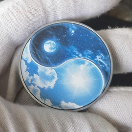 Yin-Yang Sobriety Chip Sun and Moon AA Medallion Sober Coin