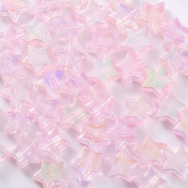 400pcs Assorted Acrylic Heart Beads Star Beads for Jewelry Making Cute Plastic AB Beads for Necklace Bracelet Earing making Bling Spacer Beads Bulk Aesthetic Beads Charms Craft DIY (Pink)