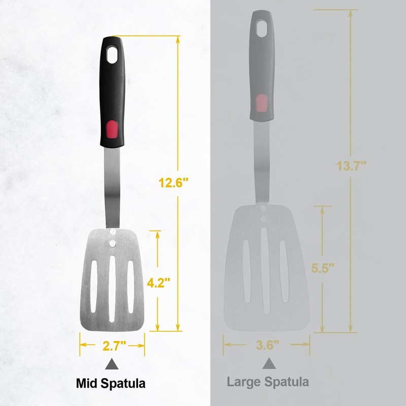 Stainless Steel Spatula, Flexible Metal Slotted Turner for Cast Iron