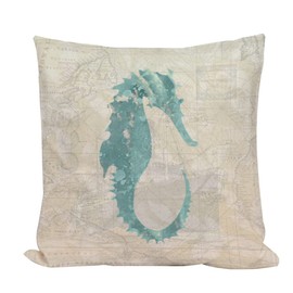 Asminifor Vintage Ocean Seahorse Throw Pillow Cover 18x18 Inch Coastal Nautical Pillowcase Decor Square White Linen Sofa Couch Bed Decorative Cushion Cover Pillow Csse (VT-Seahorse)
