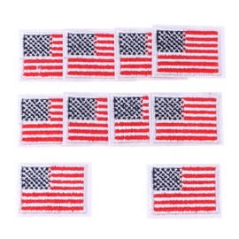 10PCS Tactical USA Flag Patch American Flag US United States of America Regular and Reverse Military Uniform Emblem Patches (Red)