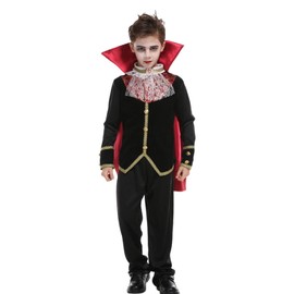 Moerstar Halloween Dracula Cosplay, Children's Vampire, Vampire, Costume, Count and Nobility for Children, Costume, Performance, Party, Event, Cultural Festival, School Festival, Cloak, Top, Pants (XL)