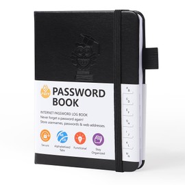 A6 Password Book Alphabetical with Tabs, Owl Password Keeper Book for Computer Website Login and Internet Address Password Management(Black)