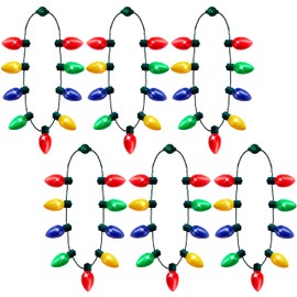 JOYIN 6 Packs Christmas LED Light Up Bulb Necklaces 9 Bulbs LED Necklaces Holiday Nacklace Costume Accessories for Christmas Xmas Party Favor Party Supply