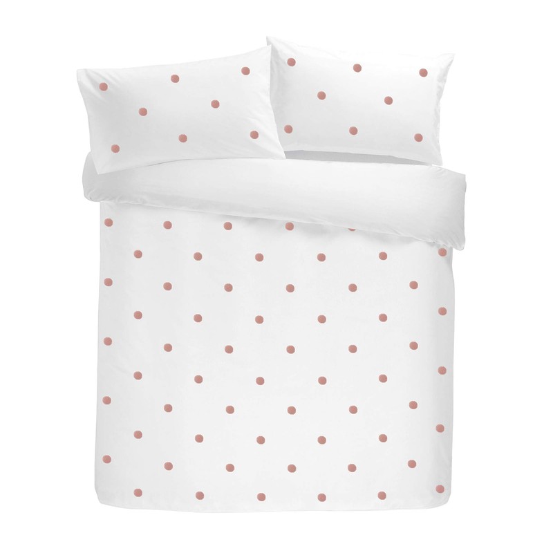 Appletree Garden Duvet Cover Set, 100% Cotton, White with Pink