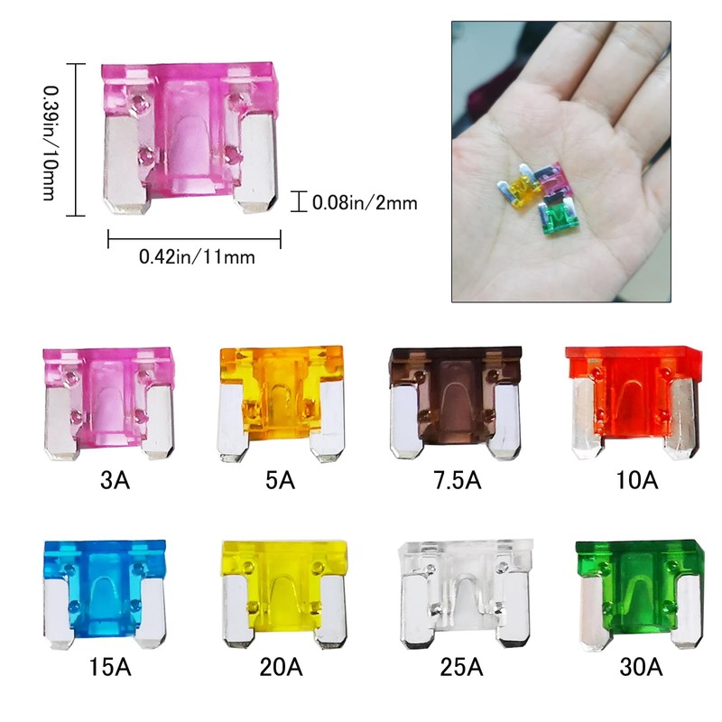3PCS Low Profile Mini Blade Fuse Tap, Haojiaho 12V-24V-32V Low