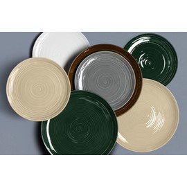 Seltmann Weiden Terra Suppenteller, 21 cm, Tiefer Essteller mit spiralförmigem Relief, Spülmaschinen- und mikrowellenfest, Porzellan, Perlgrau