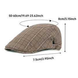 YAMEIZE Vintage Flat Cap Grid for - Men Women Duckbill British Style Newsboy Cotton Beret Hat Men Retro Winter Driving Outdoor Coffee