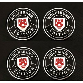 4Pc Wolfsburg Edition Emblem Car Wheel Center Hub Cap 3D Badge Decal Sticker Replacment for Wolfsburg (Red)
