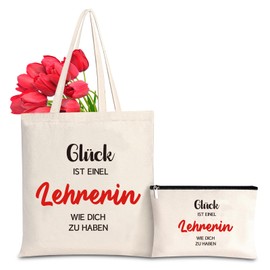 Teacher Gift Canvas Carry Bag with Cosmetic Bag, Leaving Gift Teacher, Graduation Gift Idea, Gift Idea Farewell Favourite Teacher, Teacher Gift Leaving Gift