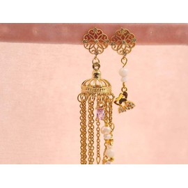 VintageParts Floral Stud Earrings with Eyelet and Zirconia 18k Gold Plated 2 Pieces for Jewellery Making Yourself Girls Ladies Unisex