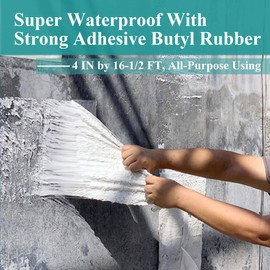 MEANHDAG Super Waterproof Butyl Tape and Patch for Seal Repair, Adhesive Duct Tape with Aluminium for Pool Metal RV Roof Pipe Awning Hose Window, 4 in by 16-1/2 FT