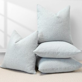 Sungeek Pack of 4 Textured Boucle Decorative Cushion Cover 45x45cm, Soft Cozy Accent Solid Pillow Cases for Sofa Couch Bedroom Living Room Modern Home Decor Throw Pillow Covers, Silver Frost