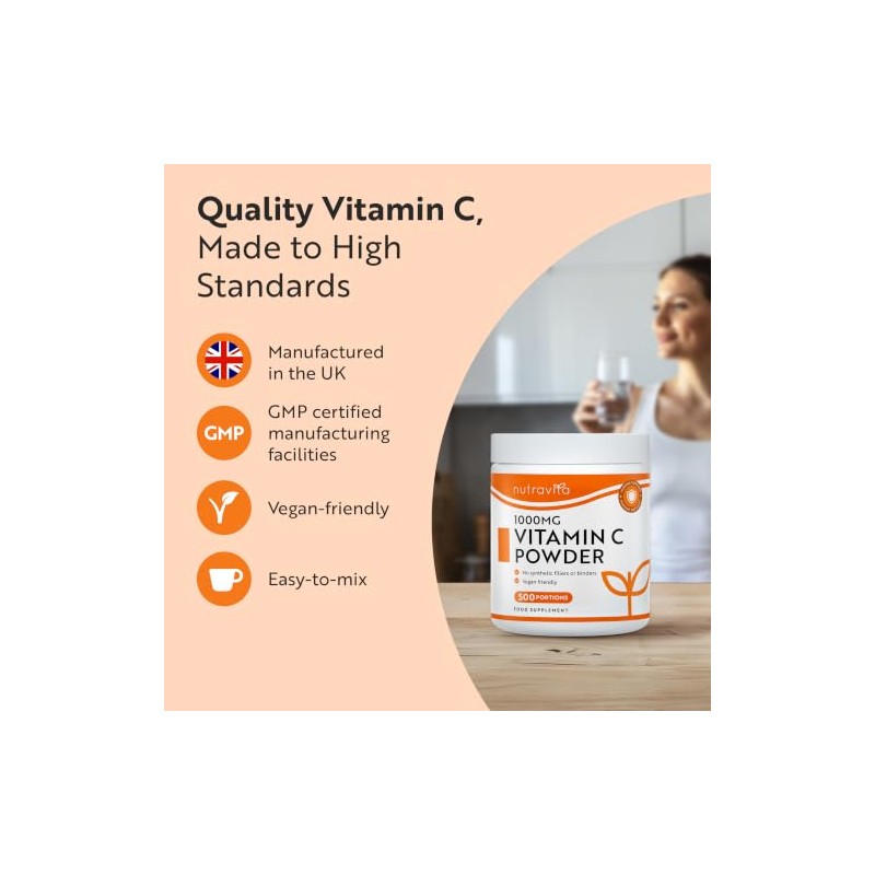 Nutravita Vitamin C Powder 500g - 1000mg Per Serving -