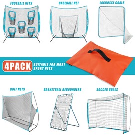 VISEMAN 4PCS Sports Net Sandbags, Weighted Anchor Bags for Nets of Baseball, Soccer, Golf and Hockey Nets, Orange