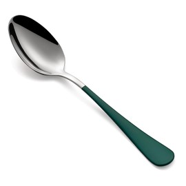 Onlycooker green Dinne spoons Set 12 Piece,Green Handle Silverware Spoon 18/0 Stainless Steel Flatware Bulk Spoon,7.3-inch Dessert Spoons Sets Table Spoon Set of 12,Mirror Finished Dishwasher Safe