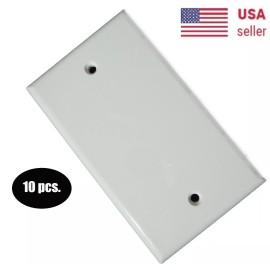 TUFF JACKS Qty. 10- Blank Cover Face Plate w/ Screws Single Gang Box  White
