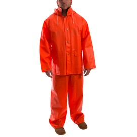 TINGLEY S63219.3X 2 Piece .35mm PVC/Polyester Jacket Storm Fly Front Overalls with Attached Hood, Size 3X, Blaze Orange