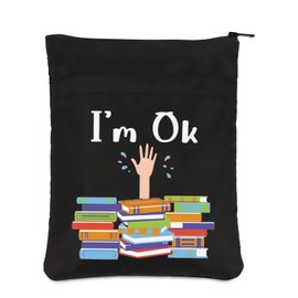 PLITI Funny Book Lover Bookcase Library Gift Reader Gift Book Theme Book Protector for Reading Lovers (I'm Ok BSblU)