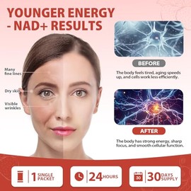 Suplemento líquido de NAD+ de alta potencia de 1000 mg, nicotinamida ribósido y resveratrol con PQQ, que potencia la energía celular, la concentración y el envejecimiento saludable (1 unidad)