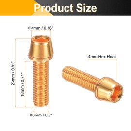 sourcing map 6pcs Bike Disc Brake Caliper Bolts M5 x 18mm Hex Bicycle MTB Disc Brake Caliper Adapter Screws Bolts for Road Mountain Bike BMX, Gold