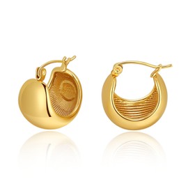 18K Gold Women's Earrings, Chunky Teardrop Hoops Earrings for Women, Lightweight Waterdrop Hollow Open Hoops, Hypoallergenic Earrings for Women and Girls, Stainless Steel, No Gemstone