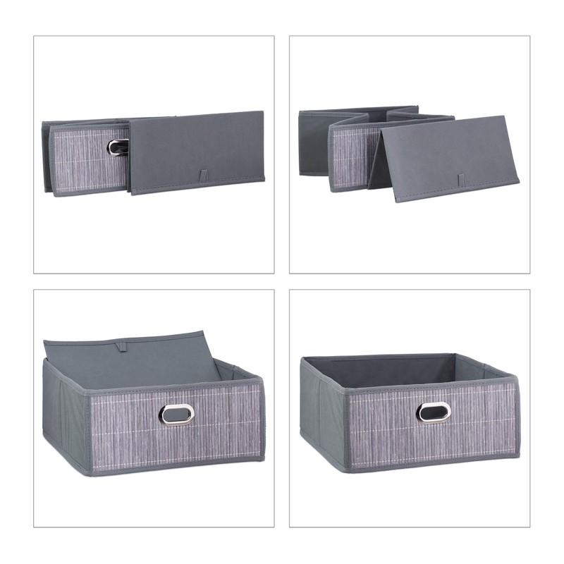 Relaxdays Bamboo Storage Basket, Bathroom & Bedroom Organiser, Square, Low