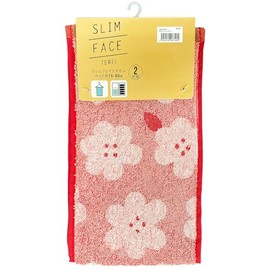 Hayashi FN483300 Slim Face Towels, Set of 2, Approx. 5.9 x 31.5 inches (15 x 80 cm), Rent Flower