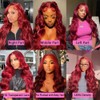 MUPRETTY Burgundy Lace Front Wigs Human Hair 180% Density 13X4