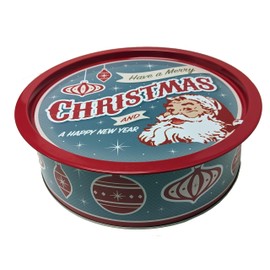Holiday XL Round Cookie Tin with Tray Lid Santa - Item # 978707