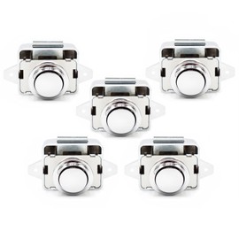 Hotiko Push Lock Button Latch Door Locking RV Furniture Lock for RV Camping Cabinet Drawer Caravan Van Motorhome Yacht Ship Boat (Zinc Alloy & ABS)-Silver-Pack of 5
