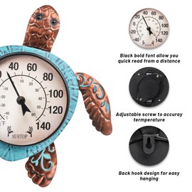 MUMTOP Outdoor Thermometer, Turtle Outside Wall Thermometer for Patio Yard Garden