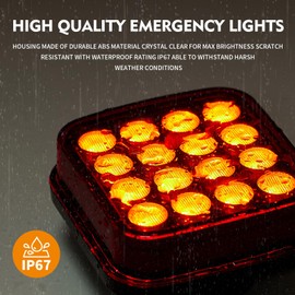 inhtgeas Magnetic Strobe Lights - Wireless Strobe Hazard Light Kit for Trucks Rechargeable Magnetic Flashing Beacon Lights for Vehicles & Trailers (Red)