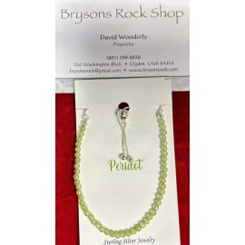 Natural Creations 925 Sterling Silver Peridot Adjustable Bracelet