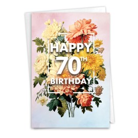 NobleWorks 70th Birthday Milestone Paper Card with 5 x 7 Inch Envelope (1 Card) Flowers For Milestones - 70 C10588MBG