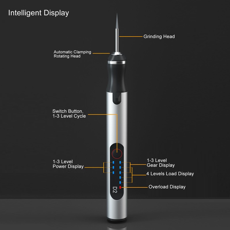 Electric Grinder Pen USB Rechargeable Adjustable Speed Smart Polishing Engraving
