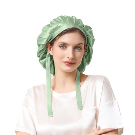 THXSILK Silk Night Cap, 100% Silk, 19 Momme, Highest Grade 6A, Shot Hair, Bowknot Type + Elastic Band, No Residue of Rubber Marks, Moisturizing Scalp, Anti-Static, Reduces Hair Breaking and Split