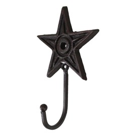 Ebros Gift Pack of 4 Forged Cast Iron Vintage Rustic Western Star Wall Hook Hanger Decor Plaques for Coats Hats Keys Scarves Belts Towels Pet Leashes