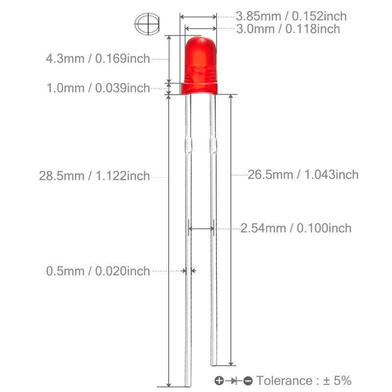CHANZON 100 pcs 3mm Blinking Red LED Diode Lights 1.5Hz