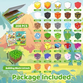 Magnetic Blocks, 208PCS Magnetic Building Blocks, Stacking Magnets for Kids, Sensory Toy for STEM Constructions Magnet Blocks for Boys Girls Age 3+, Christmas Birthday Gifts