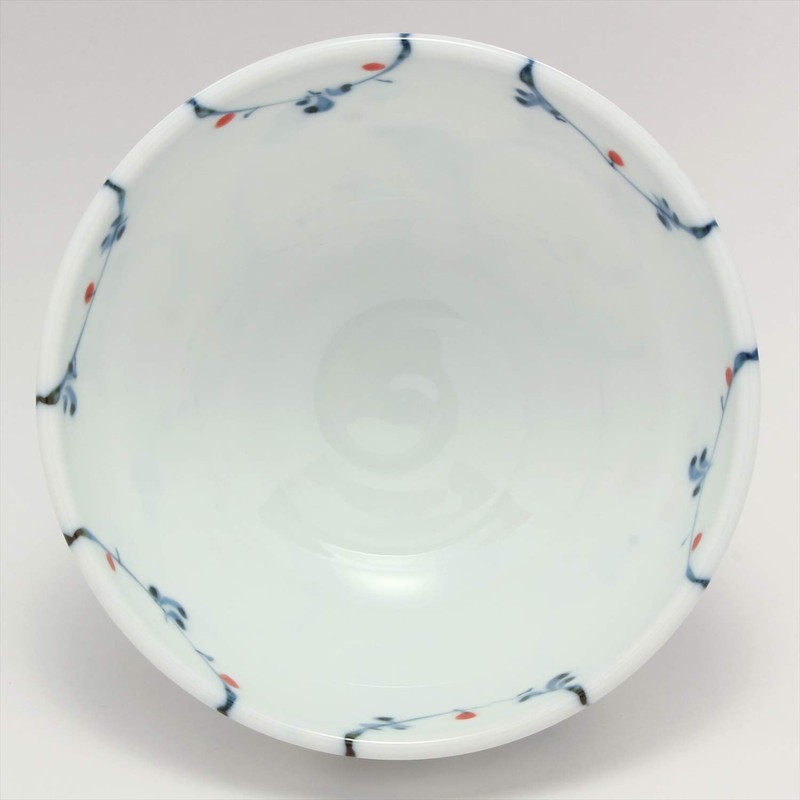 Kowa Pottery Hasami Ware Rice Bowl, Small, Dotted Arabesque, Red