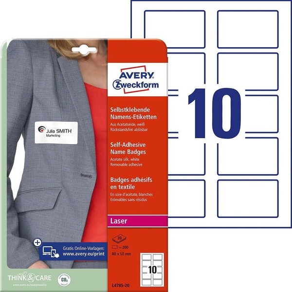 AVERY Zweckform Name Labels / L4785-20 White Pack of 200