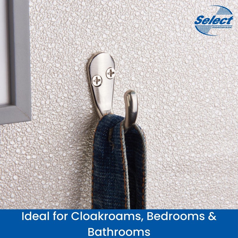Select Hardware HK0209B 2X Single Robe Coat Hooks with Screws,