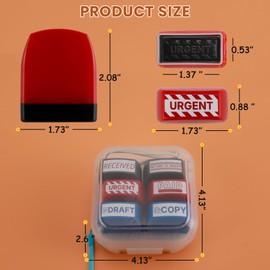 Self Inking Stamp Set 6 Pack - Red & Blue Ink for Business Documents | Pre-Inked Office Stamps (Paid, Copy, Urgent, Draft) | Durable Rubber Stamps for Paperwork & Records