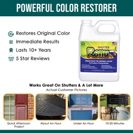Shutter Renu 18-24 Shutter Kit Restores Original Color And Luster To Faded Shutters. Immediate Results. Apply Once Every 10 Years. No Toxic Odors. Use on shutters, garage doors, mailboxes and more.